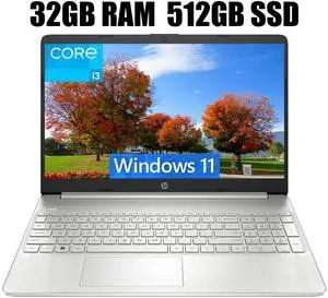 HP 15 Business Laptop, 15.6" HD (1366 x 768) Display, Intel Core i3-1115G4 2 Cores Processor, Intel UHD Graphics, 32GB DDR4  512GB PCIe SSD, Webcam, HDMI, SD Card Reader, Wi-Fi, Windows 11