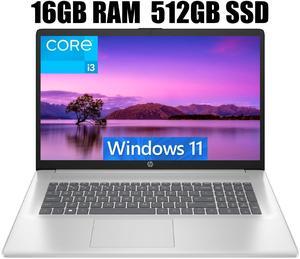 HP 17 Laptop, 17.3" FHD (1920 x 1080) Display, Intel Core i3-1215U 6 Cores Processor, Intel UHD Graphics, 16GB DDR4  512GB PCIe SSD, Numeric Keypad, Webcam, Wi-Fi, HDMI, Windows 11
