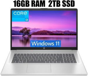 HP 17 Laptop, 17.3" FHD (1920 x 1080) Display, Intel Core i3-1215U 6 Cores Processor, Intel UHD Graphics, 16GB DDR4  2TB PCIe SSD, Numeric Keypad, Webcam, Wi-Fi, HDMI, Windows 11