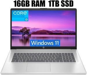 HP 17 Laptop, 17.3" FHD (1920 x 1080) Display, Intel Core i3-1215U 6 Cores Processor, Intel UHD Graphics, 16GB DDR4  1TB PCIe SSD, Numeric Keypad, Webcam, Wi-Fi, HDMI, Windows 11