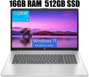 HP 17 Laptop, 17.3" FHD (1920 x 1080) Display, Intel Core i3-1215U 6 Cores Processor, Intel UHD Graphics, 16GB DDR4  512GB PCIe SSD, Numeric Keypad, Webcam, Wi-Fi, HDMI, Windows 11 Pro