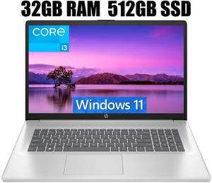 HP 17 Laptop, 17.3" FHD (1920 x 1080) Display, Intel Core i3-1215U 6 Cores Processor, Intel UHD Graphics, 32GB DDR4  512GB PCIe SSD, Numeric Keypad, Webcam, Wi-Fi, HDMI, Windows 11