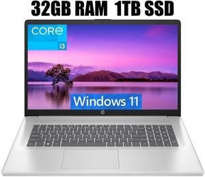 HP 17 Laptop, 17.3" FHD (1920 x 1080) Display, Intel Core i3-1215U 6 Cores Processor, Intel UHD Graphics, 32GB DDR4  1TB PCIe SSD, Numeric Keypad, Webcam, Wi-Fi, HDMI, Windows 11