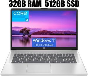 HP 17 Laptop, 17.3" FHD (1920 x 1080) Display, Intel Core i3-1215U 6 Cores Processor, Intel UHD Graphics, 32GB DDR4  512GB PCIe SSD, Numeric Keypad, Webcam, Wi-Fi, HDMI, Windows 11 Pro