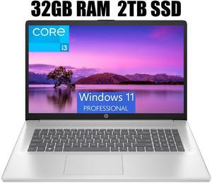 HP 17 Laptop, 17.3" FHD (1920 x 1080) Display, Intel Core i3-1215U 6 Cores Processor, Intel UHD Graphics, 32GB DDR4  2TB PCIe SSD, Numeric Keypad, Webcam, Wi-Fi, HDMI, Windows 11 Pro