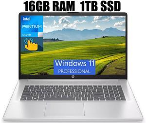 HP 17 Laptop, 17.3" HD+ (1600 x 900) Touchscreen, Intel Pentium Silver N5030 4 cores Processor, Intel UHD Graphics, 16GB DDR4  1TB PCIe SSD, WiFi, Bluetooth, HDMI, Windows 11 Pro
