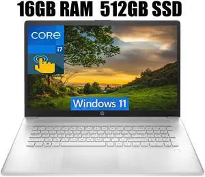 HP 17 Business Laptop, 17.3" HD+ Touchscreen, Intel Core i7-1355U 10 Cores Processor, Intel Iris Xe Graphics, 16GB DDR4  512GB PCIe SSD, Fingerprint Reader, Wi-Fi 6, Windows 11