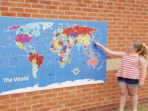 Merconnet Outdoor World Map Signboard, Learning Tool for your kids, 57" x 31"(1.45m x 0.8m)