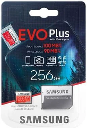 Samsung EVO Plus 256GB microSDXC UHS-I Memory Card w/ Adapter Samsung EVO Plus 256GB microSDXC UHS-I Memory Card w/ Adapter