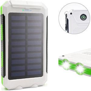 2023 Super 10000000mAh USB Portable Charger Solar Power Bank for Cell Phone White / Green