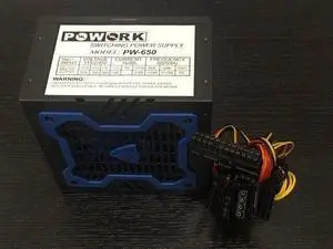 Powork 650w-MAX BLUE 12cm Fan ATX Power Supply 20+4Pin SATA & PCIe