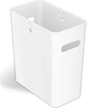 iTouchless SlimGiant 4.2 Gallon Slim Trash Can with Handles, 16 Liter Plastic Small Wastebasket Hanging Garbage Bin, Magazine/ File Folder Storage Container for Home, Office, Bathroom, Kitchen, White