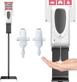 iTouchless Sensor Sanitizer Dispenser with Floor Stand and Sign Board, 1000 ml Capacity, For Gel, Liquid, Alcohol, Touchless and Automatic for Enhanced Hygiene in Lobbies, Stores, Schools, Healthcare