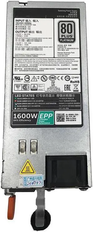 R630 R730XD R740 FX2S D1600E-S0 D1600E-S1 F1600E-S0 T4GCW D5W1N 1600W