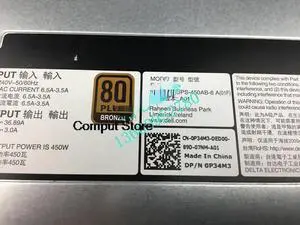 R430 R440 450W D450E-S0 Cold Power Supply With Cable Power Supply P34M3
