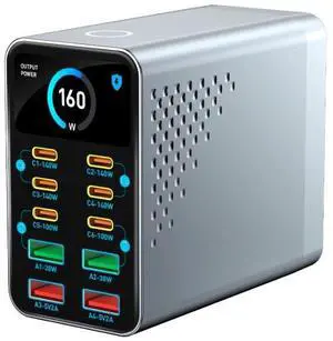 140W GaN Charger Digital Display Fast Charging Station 10 IN 1 PD+QC Multi-port Charger USB Type C For Laptop Smartphone Table 140W GaN Charger Digital Display Fast Charging Station 10 IN 1 PD+QC Multi-port Charger USB Type C For Laptop Smartphone Table