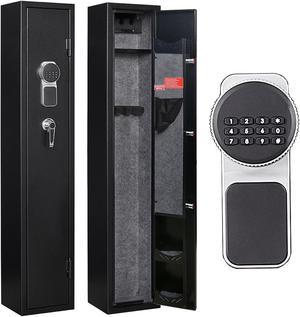 KAER Gun Safes with 180-Degree Full Access Door and Removable Shelf for 2 Home Rifles and Pistols Digital Quick Access Electronic Firearm Safe with Pistol Rack and Ammunition Storage Shelves