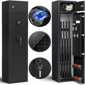 KAER Large Rifle Safe, Gun Safe for Rifles and Shotguns, Quick Access to 3-5 Gun Rifle Safes(with/without Scope),Guns Cabinet with Double Door Key/ Fingerprint Password, Silent Alarm Mode