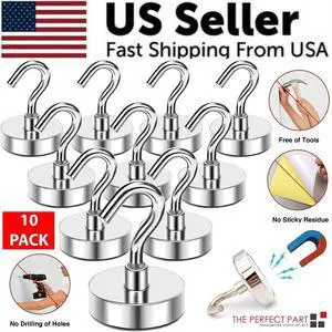 10 Pack Dia Strong Magnetic Hook Hanger N52 Neodymium Clamping Magnet Hooks USA 10 Pack Dia Strong Magnetic Hook Hanger N52 Neodymium Clamping Magnet Hooks USA