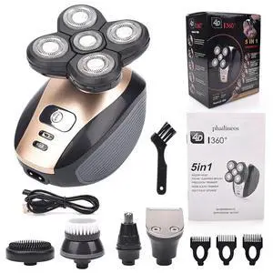 5-in-1 Rotary Electric Shaver 4D Rechargeable Bald Head Hair Beard Trimmer Razor 5-in-1 Rotary Electric Shaver 4D Rechargeable Bald Head Hair Beard Trimmer Razor