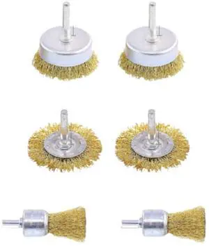 6PC Wire Wheel Cup Brush Set Coarse Crimped Carbon Steel Shank Drill Attachments 6PC Wire Wheel Cup Brush Set Coarse Crimped Carbon Steel Shank Drill Attachments