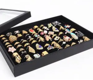 100 Slots Jewelry Ring Display Organizer Tray Holder Earrings Storage Box Case 100 Slots Jewelry Ring Display Organizer Tray Holder Earrings Storage Box Case