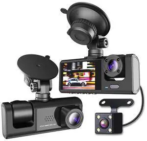 Car Dual Lens Dash Cam HD 1080P Front/Rear/Inside Video Recorder Camera G-Sensor Car Dual Lens Dash Cam HD 1080P Front/Rear/Inside Video Recorder Camera G-Sensor
