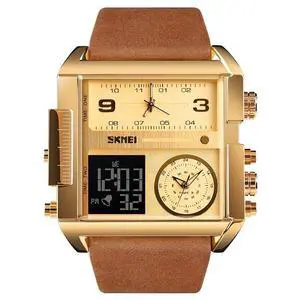 SKMEI Men Watch Large Dial Digital Quartz Sport Stopwatch Leather Wristwatch New SKMEI Men Watch Large Dial Digital Quartz Sport Stopwatch Leather Wristwatch New