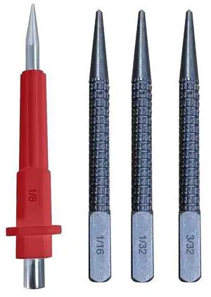 4 Piece Nail Setter & Center Punch Set 4" Wood Metal Super Impact Resistance USA 4 Piece Nail Setter & Center Punch Set 4" Wood Metal Super Impact Resistance USA