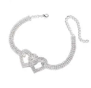 Double Heart Anklet Bracelet Love Barefoot Chain Bling Crystal Ankle Bracelet US Double Heart Anklet Bracelet Love Barefoot Chain Bling Crystal Ankle Bracelet US
