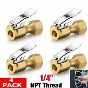4 x Air Chuck Heavy Duty Open Flow Lock On Tire Chuck W/ Clip for Inflator Gauge 4 x Air Chuck Heavy Duty Open Flow Lock On Tire Chuck W/ Clip for Inflator Gauge