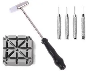 Watch Repair Band Link Remover Tool Kit - Hammer Punch Pins Watch Strap Holder Watch Repair Band Link Remover Tool Kit - Hammer Punch Pins Watch Strap Holder
