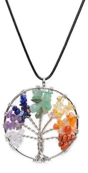 Tree of Life Pendant Necklace 7 Chakra Natural Gemstone Crystal Stones Healing Tree of Life Pendant Necklace 7 Chakra Natural Gemstone Crystal Stones Healing