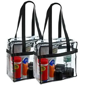 2x Clear PVC Tote Bag Women Large Transparent Handbag Zip Purse Stadium Security 2x Clear PVC Tote Bag Women Large Transparent Handbag Zip Purse Stadium Security