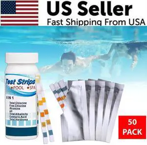 6 IN 1 Chlorine Dip Test Strips Hot Tub SPA Swimming Pool PH Tester Paper Bottle - 50 Pack 6 IN 1 Chlorine Dip Test Strips Hot Tub SPA Swimming Pool PH Tester Paper Bottle - 50 Pack