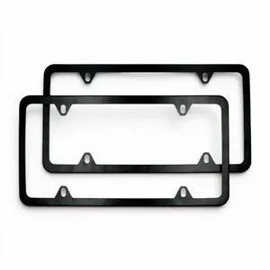 2x High Quality Stainless Steel Metal License Plate Frame Tag Cover Black New US 2x High Quality Stainless Steel Metal License Plate Frame Tag Cover Black New US
