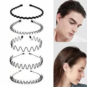 6Pcs Metal Hair Headband Wave Style Hoop Band Comb Sports Hairband Men Women US 6Pcs Metal Hair Headband Wave Style Hoop Band Comb Sports Hairband Men Women US