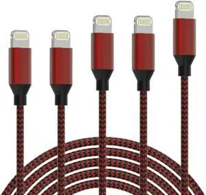 Braided Fast Charger Cable Heavy Duty USB lot Cord For iPhone 14 13 12 11 X XR 8 - Red/Black Braided Fast Charger Cable Heavy Duty USB lot Cord For iPhone 14 13 12 11 X XR 8 - Red/Black