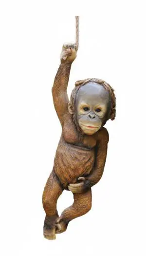 Monkey Chimp Hanging Rope Garden Ornament Outdoor Statue Sculpture Resin Decor - Monkey Monkey Chimp Hanging Rope Garden Ornament Outdoor Statue Sculpture Resin Decor - Monkey