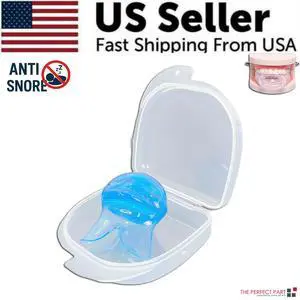 Anti Snoring Sleep Aid Device Silicone Tongue Mouthpiece Snore Stopper With Case - Blue Anti Snoring Sleep Aid Device Silicone Tongue Mouthpiece Snore Stopper With Case - Blue