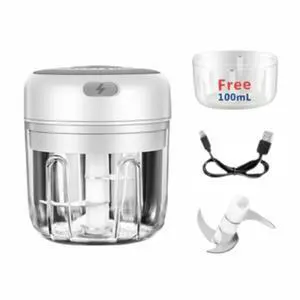 Electric 300ML Garlic Press Chopper Chili Onion Fruits Meat Mincer Blender Mixer - White Electric 300ML Garlic Press Chopper Chili Onion Fruits Meat Mincer Blender Mixer - White