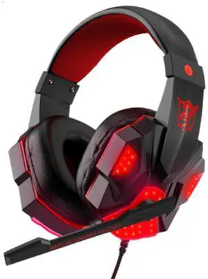 3.5mm Gaming Headset Mic LED Headphones Stereo Bass Surround For PC PS4 Xbox One - Black and Red 3.5mm Gaming Headset Mic LED Headphones Stereo Bass Surround For PC PS4 Xbox One - Black and Red