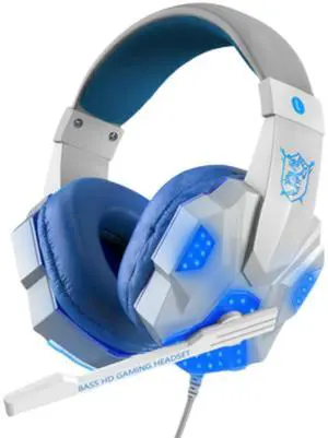 3.5mm Gaming Headset Mic LED Headphones Stereo Bass Surround For PC PS4 Xbox One - White and Blue 3.5mm Gaming Headset Mic LED Headphones Stereo Bass Surround For PC PS4 Xbox One - White and Blue