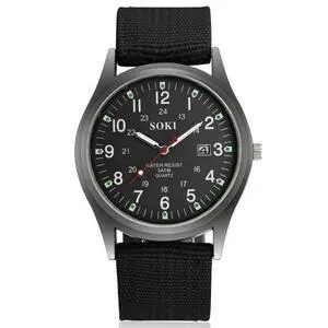 Men's Military Army Luminous 24 Hours Dial Nylon Strap Date Quartz Wrist Watch - Black Men's Military Army Luminous 24 Hours Dial Nylon Strap Date Quartz Wrist Watch - Black