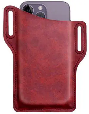 Men Cell Phone Belt Pack Bag Loop Waist Holster Pouch Case Leather Wallet Cover - Wine Red Men Cell Phone Belt Pack Bag Loop Waist Holster Pouch Case Leather Wallet Cover - Wine Red