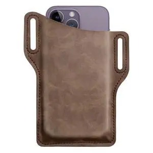 Men Cell Phone Belt Pack Bag Loop Waist Holster Pouch Case Leather Wallet Cover - Coffee Men Cell Phone Belt Pack Bag Loop Waist Holster Pouch Case Leather Wallet Cover - Coffee