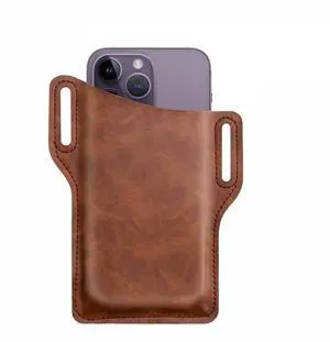 Men Cell Phone Belt Pack Bag Loop Waist Holster Pouch Case Leather Wallet Cover - Brown Men Cell Phone Belt Pack Bag Loop Waist Holster Pouch Case Leather Wallet Cover - Brown