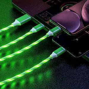 3 in 1 LED Fast Charging Cable Adapter For iPhone Micro USB Type C Charger Cord - Green 3 in 1 LED Fast Charging Cable Adapter For iPhone Micro USB Type C Charger Cord - Green
