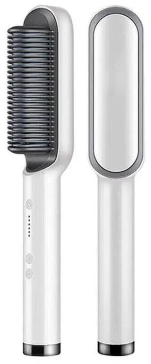 Hair Straightener Brush Straightening Curler Hot Comb Electric Adjustable Heat - White Hair Straightener Brush Straightening Curler Hot Comb Electric Adjustable Heat - White