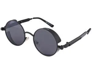Retro Round Polarized Sunglasses Men Women Vintage Gothic Steampunk Glasses - Black/Black Polarized Retro Round Polarized Sunglasses Men Women Vintage Gothic Steampunk Glasses - Black/Black Polarized